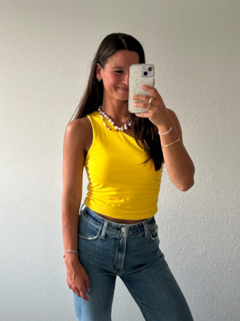 superdown Yellow one shoulder Top